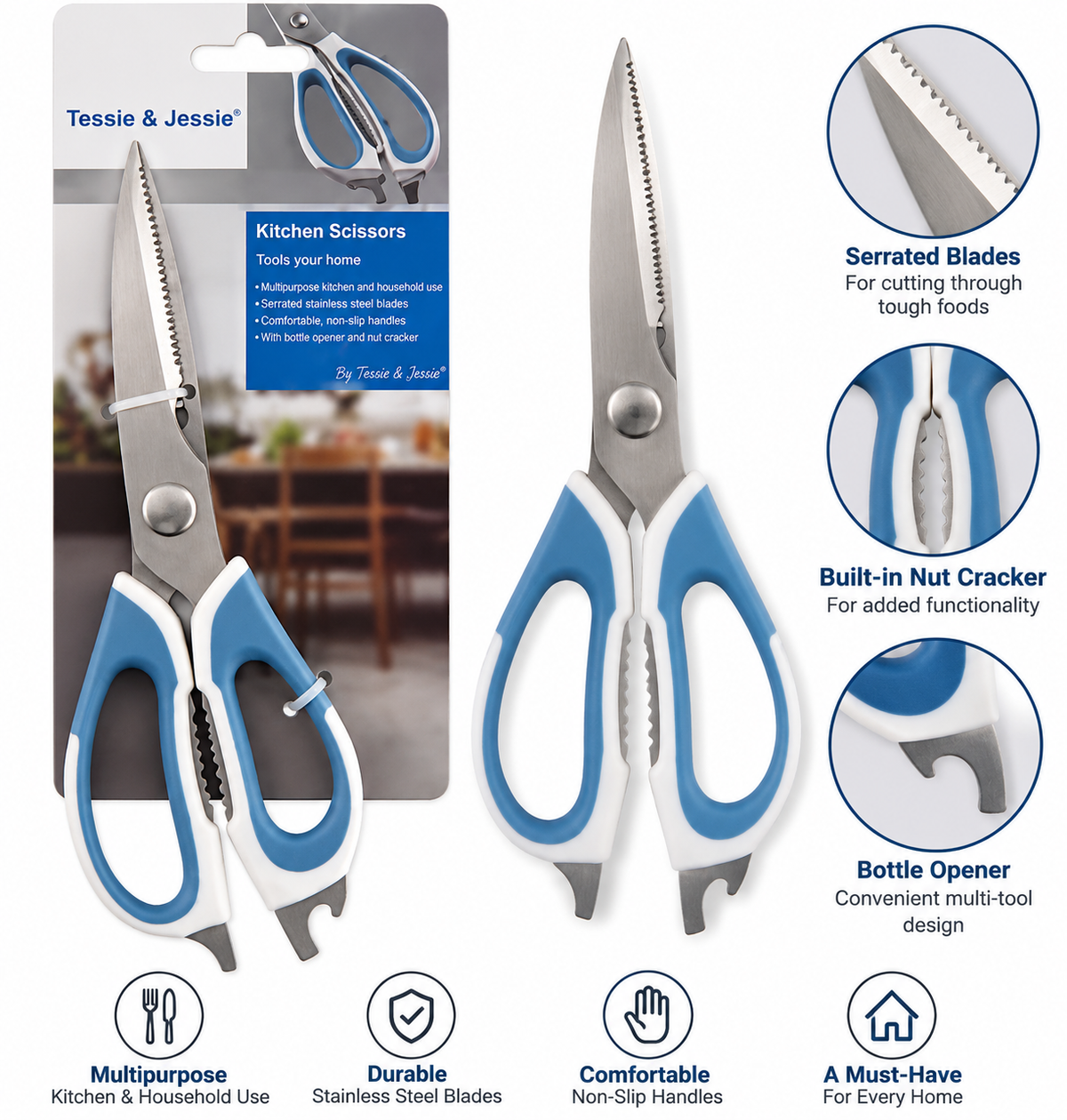 Tessie & Jessie Kitchen Scissors – Multipurpose