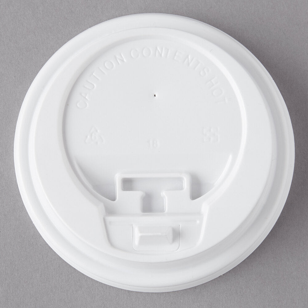 Choice Hot Paper Cup Travel Lid Hinged Tab White 100/Pack