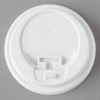 Choice Hot Paper Cup Travel Lid Hinged Tab White 100/Pack
