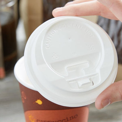 Choice Hot Paper Cup Travel Lid Hinged Tab White 100/Pack