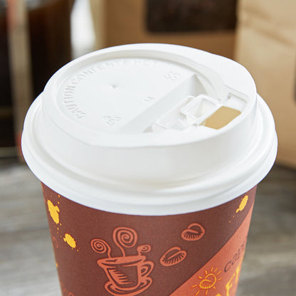 Choice Hot Paper Cup Travel Lid Hinged Tab White 100/Pack
