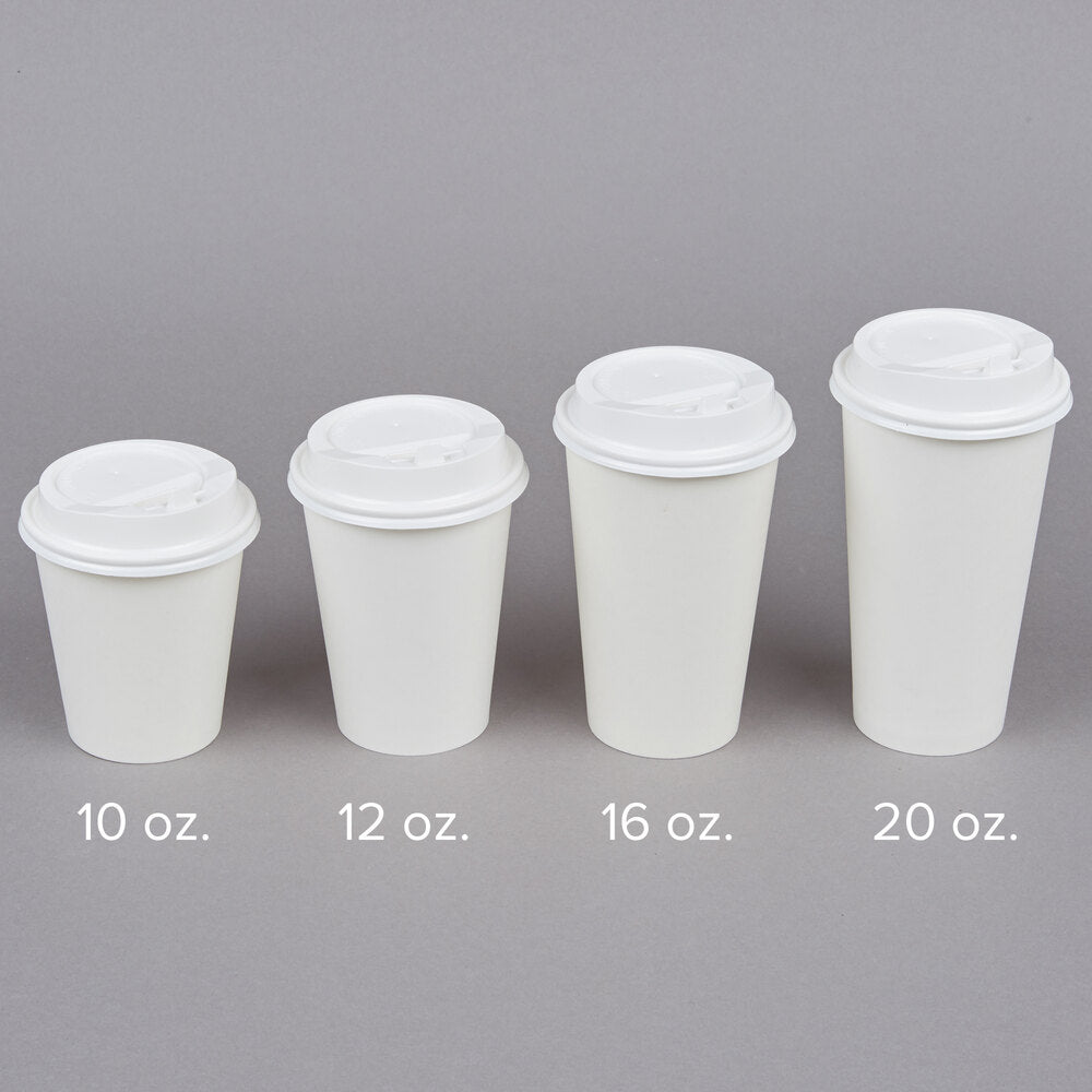 Choice Hot Paper Cup Travel Lid Hinged Tab White 100/Pack