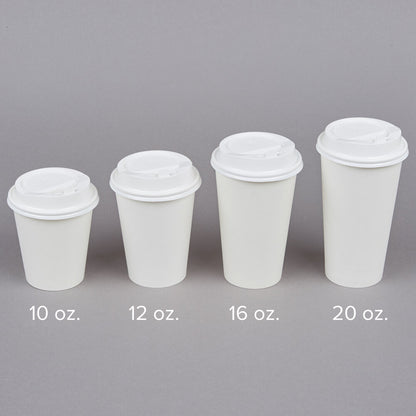 Choice Hot Paper Cup Travel Lid Hinged Tab White 100/Pack