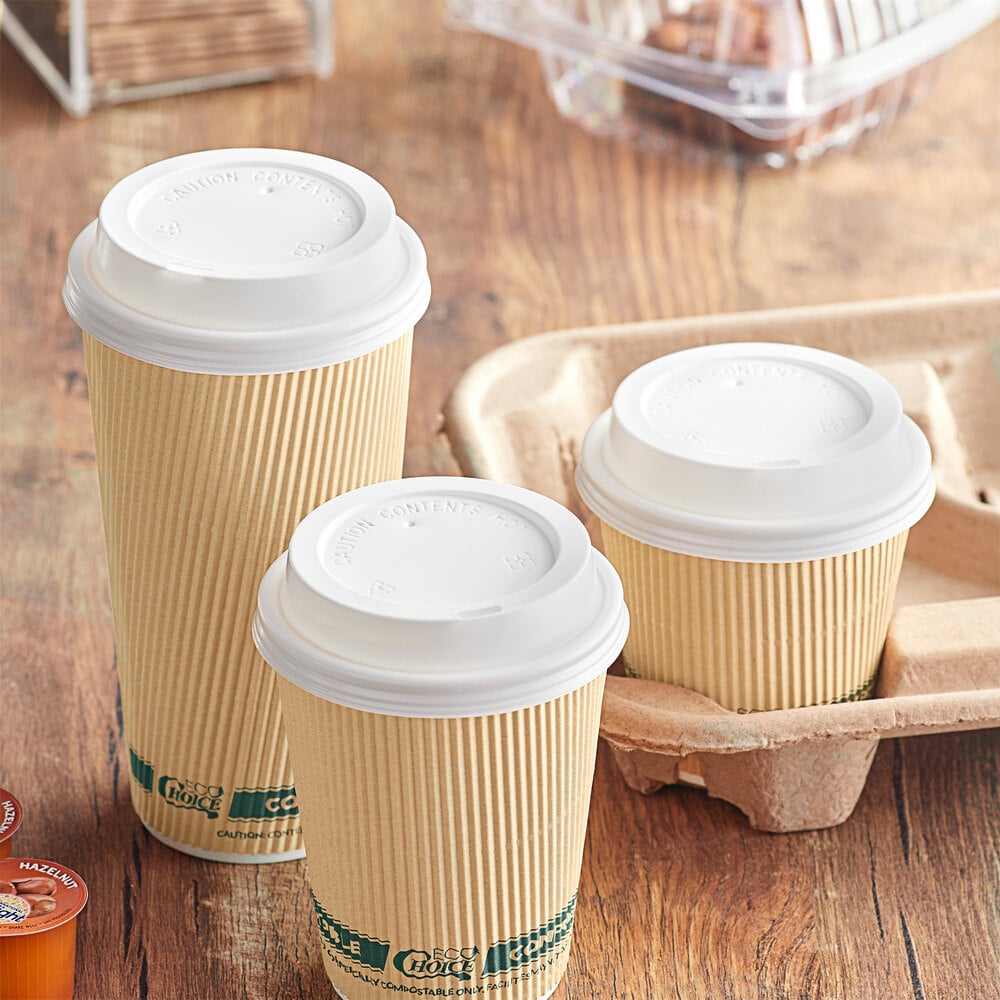 White Hot Paper Cup Travel Lid 10-24 oz. 100/Pack