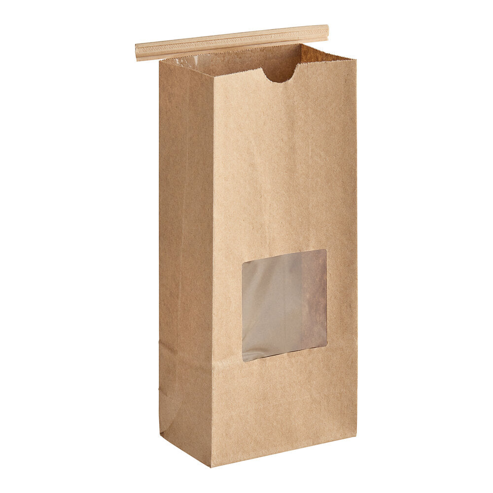 Choice 1 lb. Tin Tie Coffee Bag with Window 1000/Case