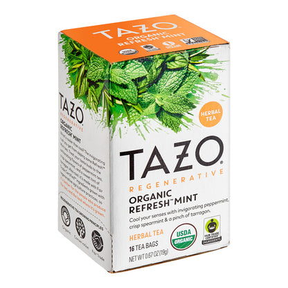 Tazo Organic Refresh Mint Herbal Tea Bags 96-Count Case