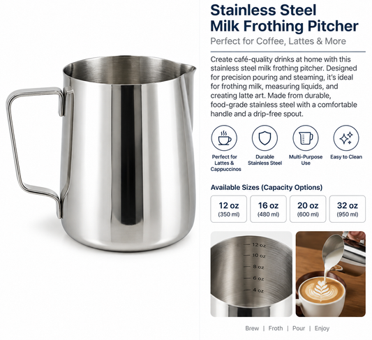 Stainless Steel Milk Frothing Pitcher