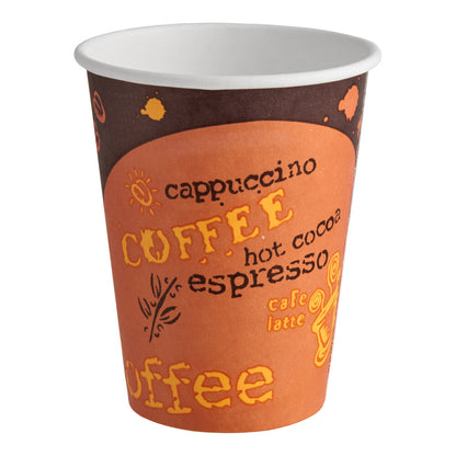 Choice Coffee Print Poly Paper Hot Cup 12 oz. 50/Pack