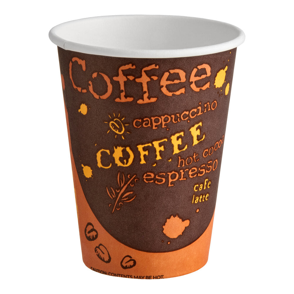 Choice Coffee Print Poly Paper Hot Cup 12 oz. 50/Pack