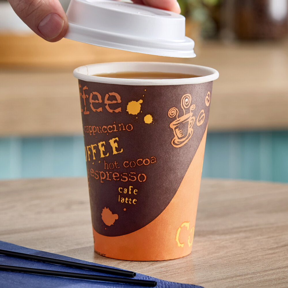 Choice Coffee Print Poly Paper Hot Cup 12 oz. 50/Pack