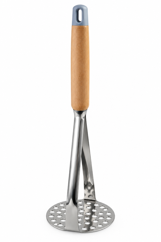 Stainless Steel Potato Masher with Wooden Handle