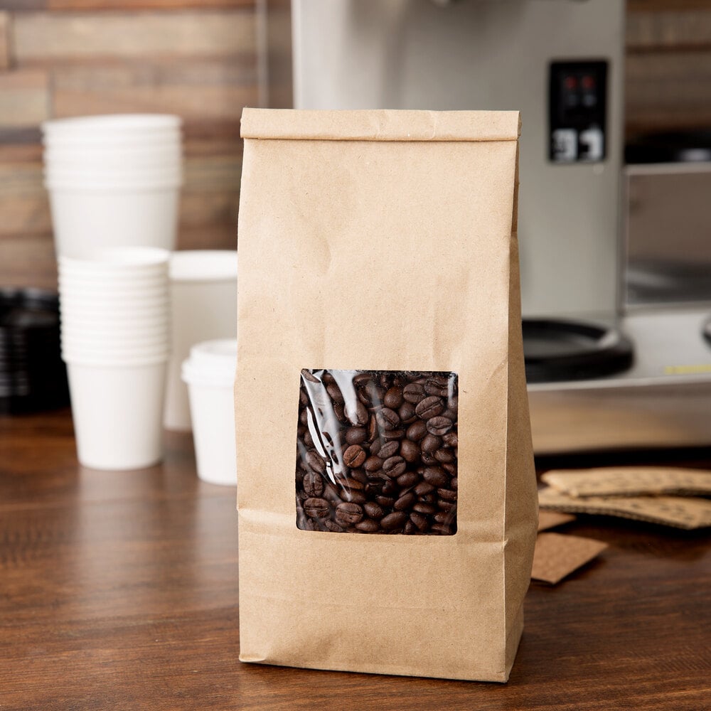 Choice 1 lb. Tin Tie Coffee Bag with Window 1000/Case