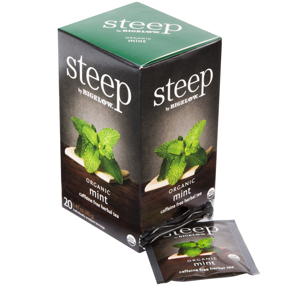 Steep by Bigelow Organic Mint Herbal Tea Bags 20-Count Box