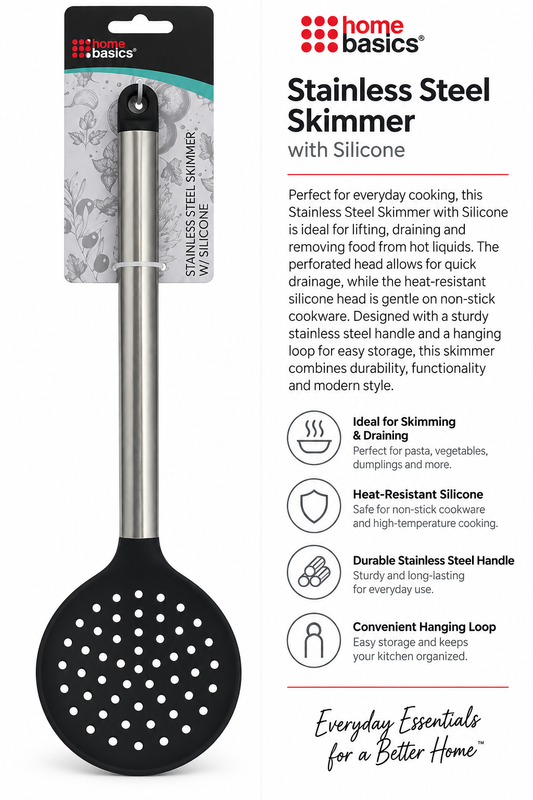 Home Basics Stainless Steel Skimmer with Silicone