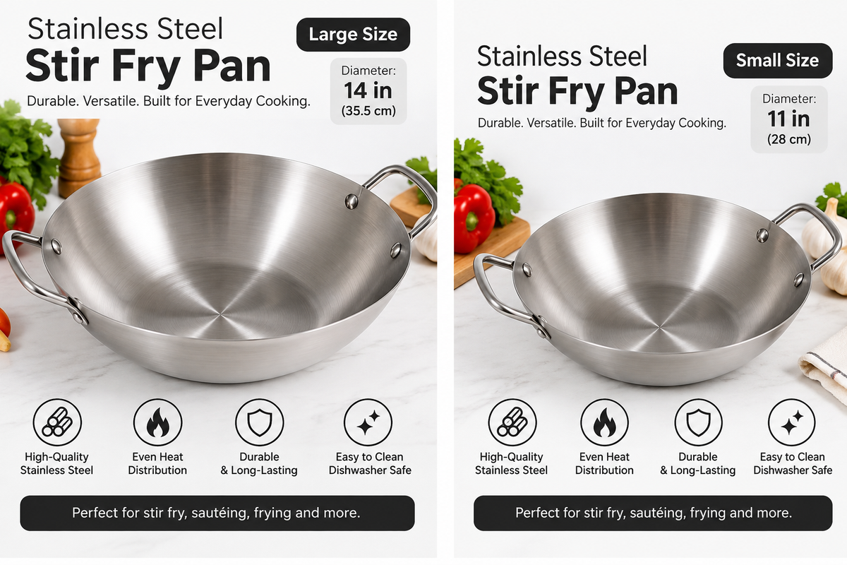 Stainless Steel Stir-Fry Pan