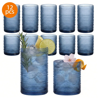 Hobnail Embossed Drinking Glasses Set 12-Piece