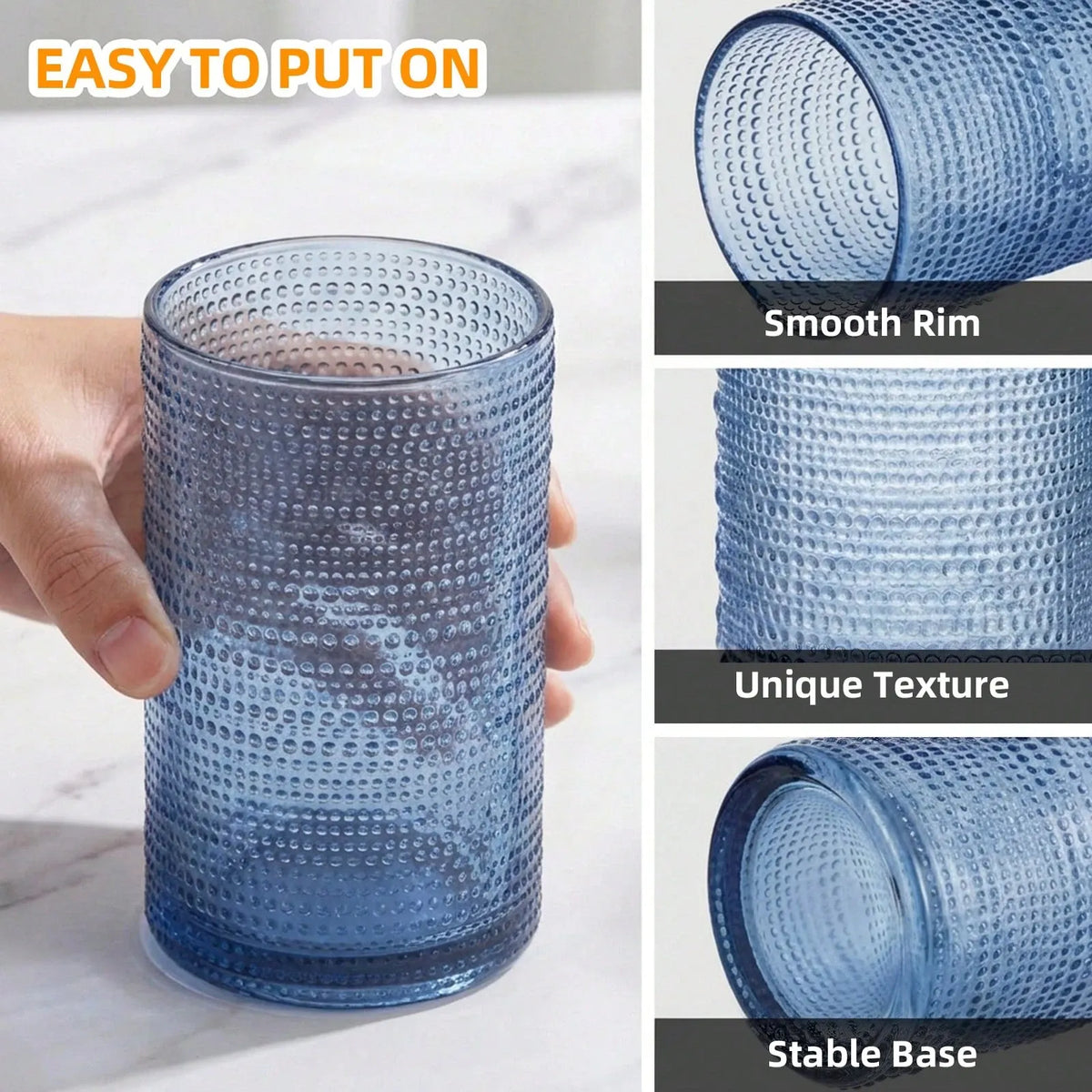 Hobnail Embossed Drinking Glasses Set 12-Piece